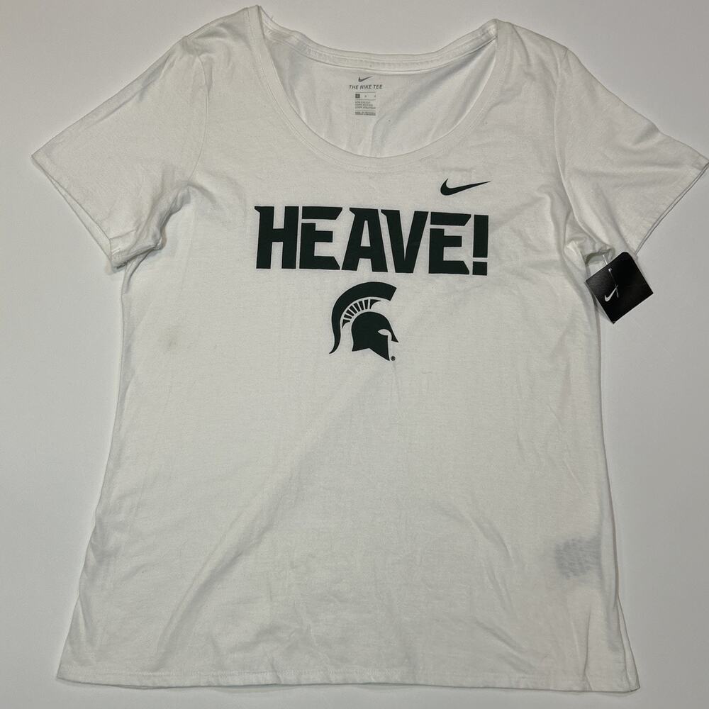 Michigan State Spartans Shirt Womens Size Large Nike Scoop Neck Tee Athletic Cut